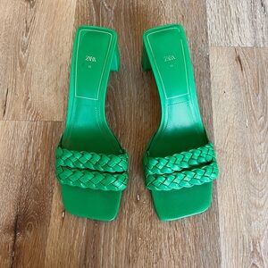 Zara Women's Vibrant Green Braided Heels